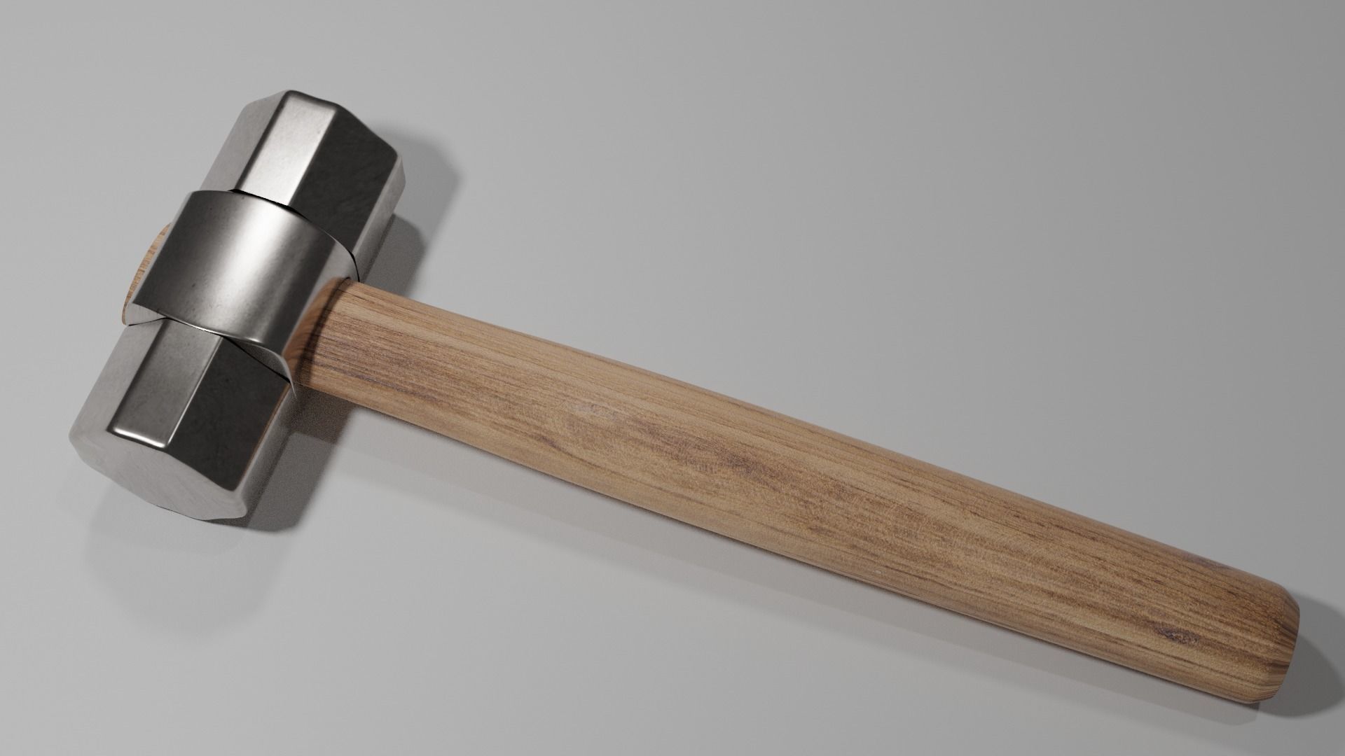 Hammer 3d model low poly with wooden handle 3D model_1