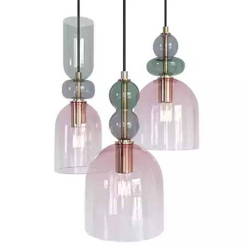 Cluster Pendant Lamp Green Multi 3D model