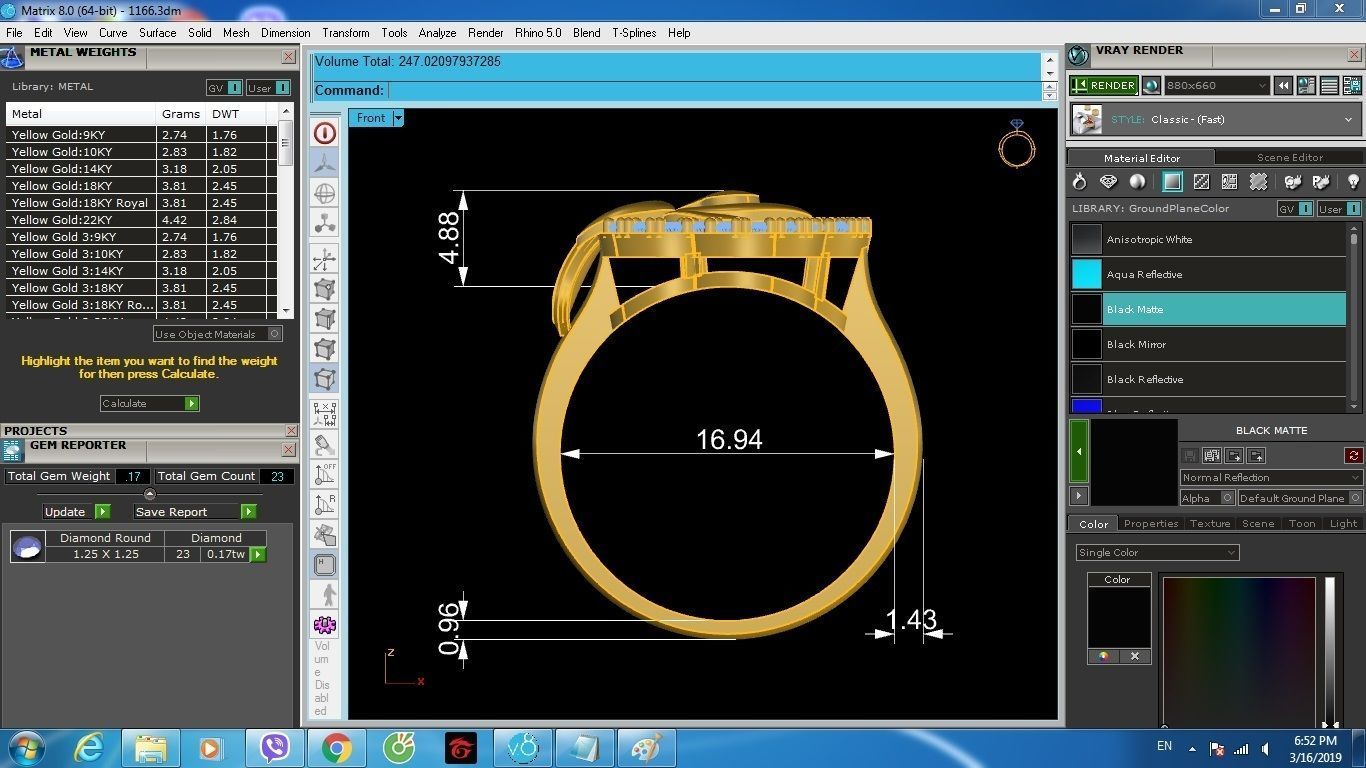 Luxury Rose Diamond Flower Ring for Women 1480 3D print model_8
