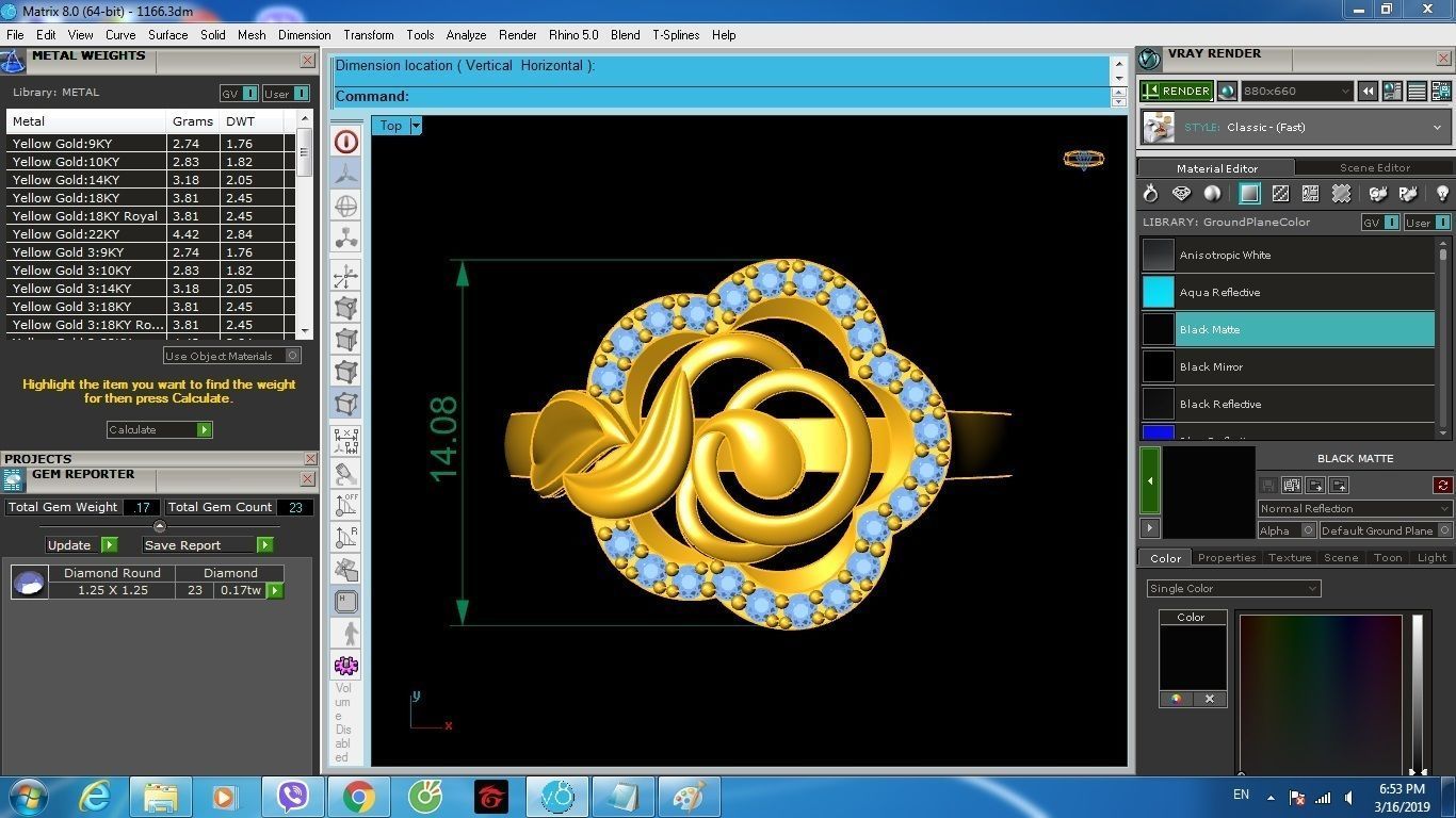Luxury Rose Diamond Flower Ring for Women 1480 3D print model_9