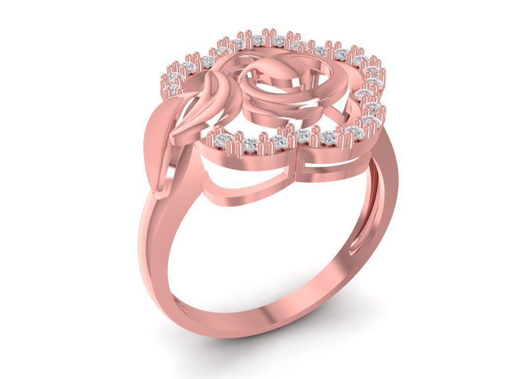 Luxury Rose Diamond Flower Ring for Women 1480 3D print model_1