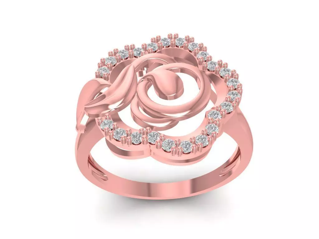 Luxury Rose Diamond Flower Ring for Women 1480 3D print model_0