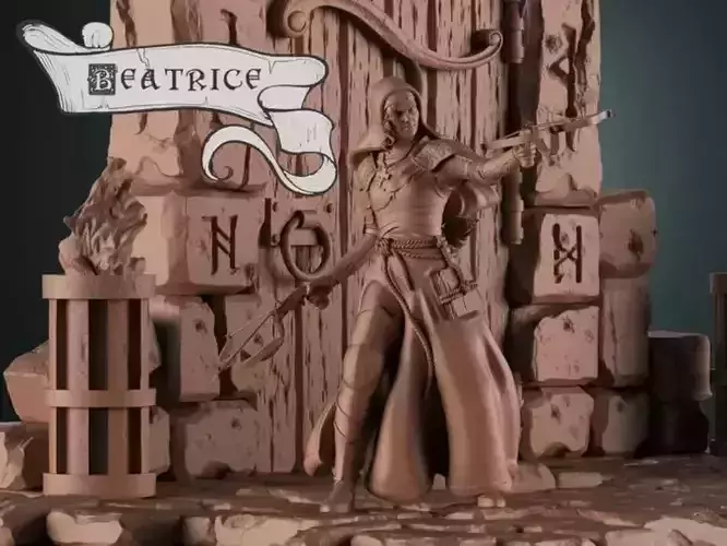 BEATRICE THE WARRIOR NUN 32 AND 75MM PRE-SUPPORTED 3D print model