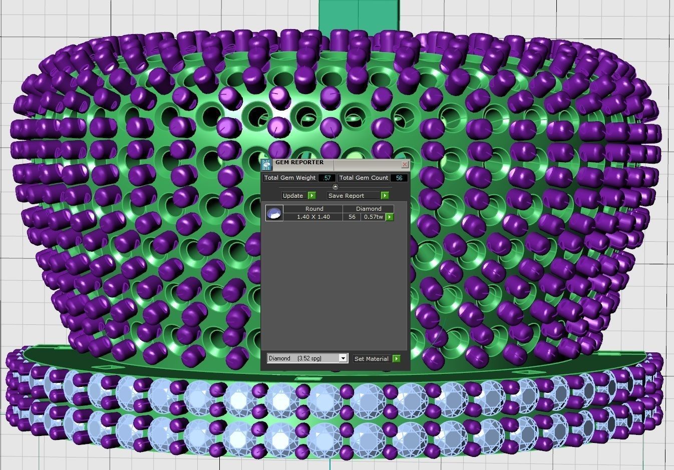 Luxury King Crown Bail with stones 3D print model_8