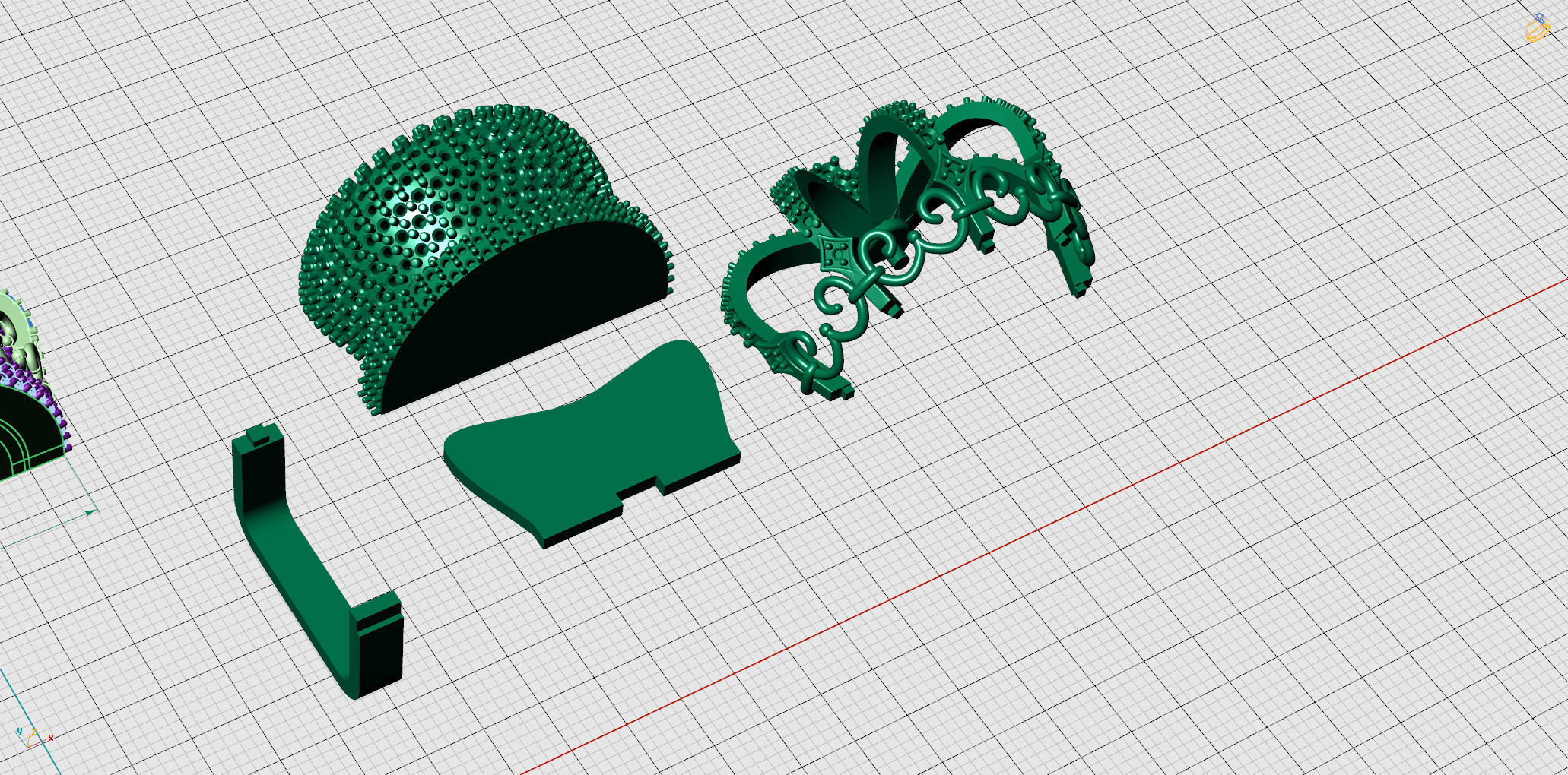 Luxury King Crown Bail with stones 3D print model_17