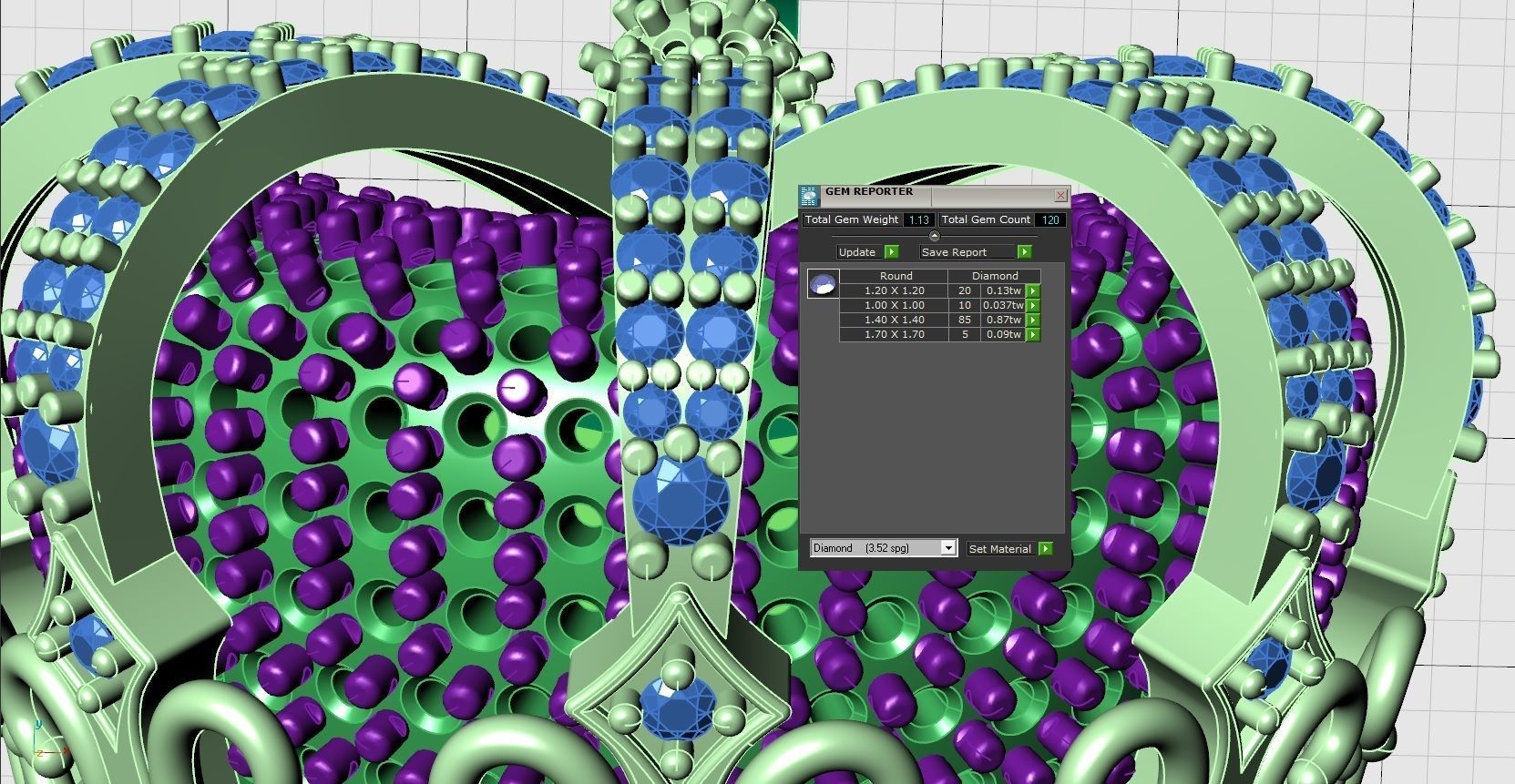 Luxury King Crown Bail with stones 3D print model_10