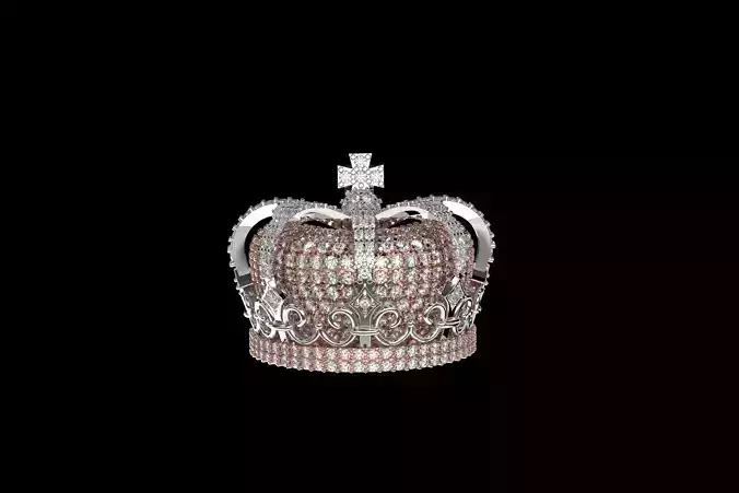 Luxury King Crown Bail with stones 3D print model