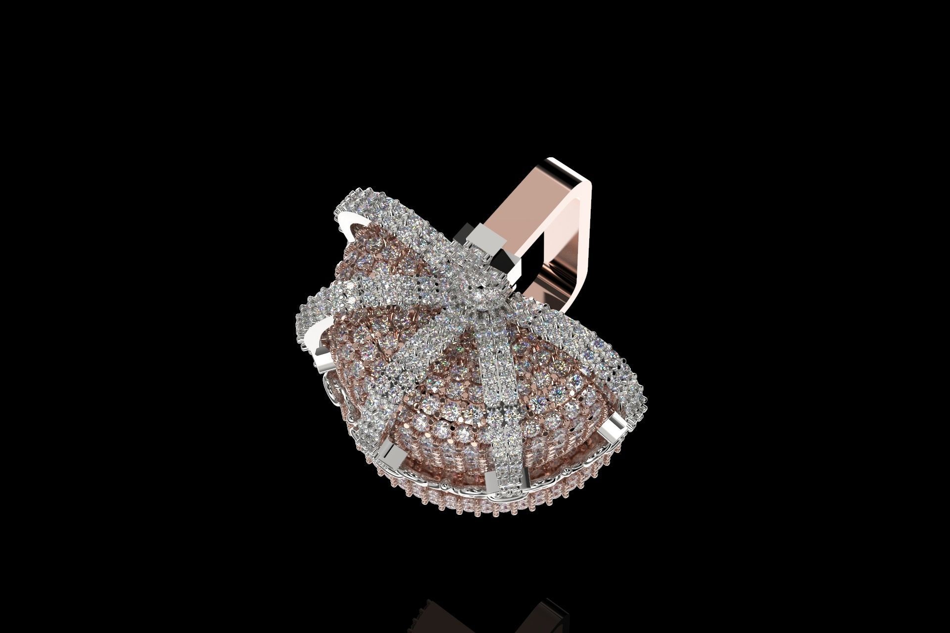 Luxury King Crown Bail with stones 3D print model_5