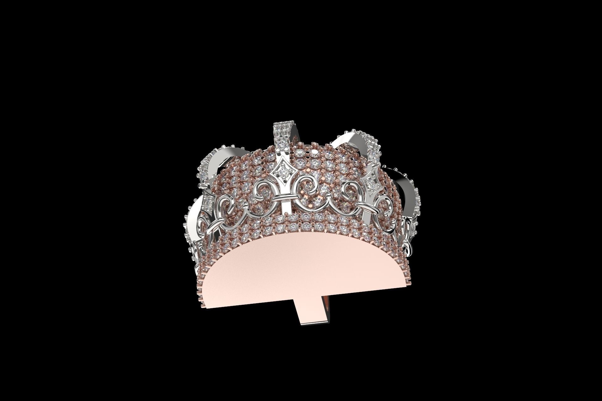 Luxury King Crown Bail with stones 3D print model_6