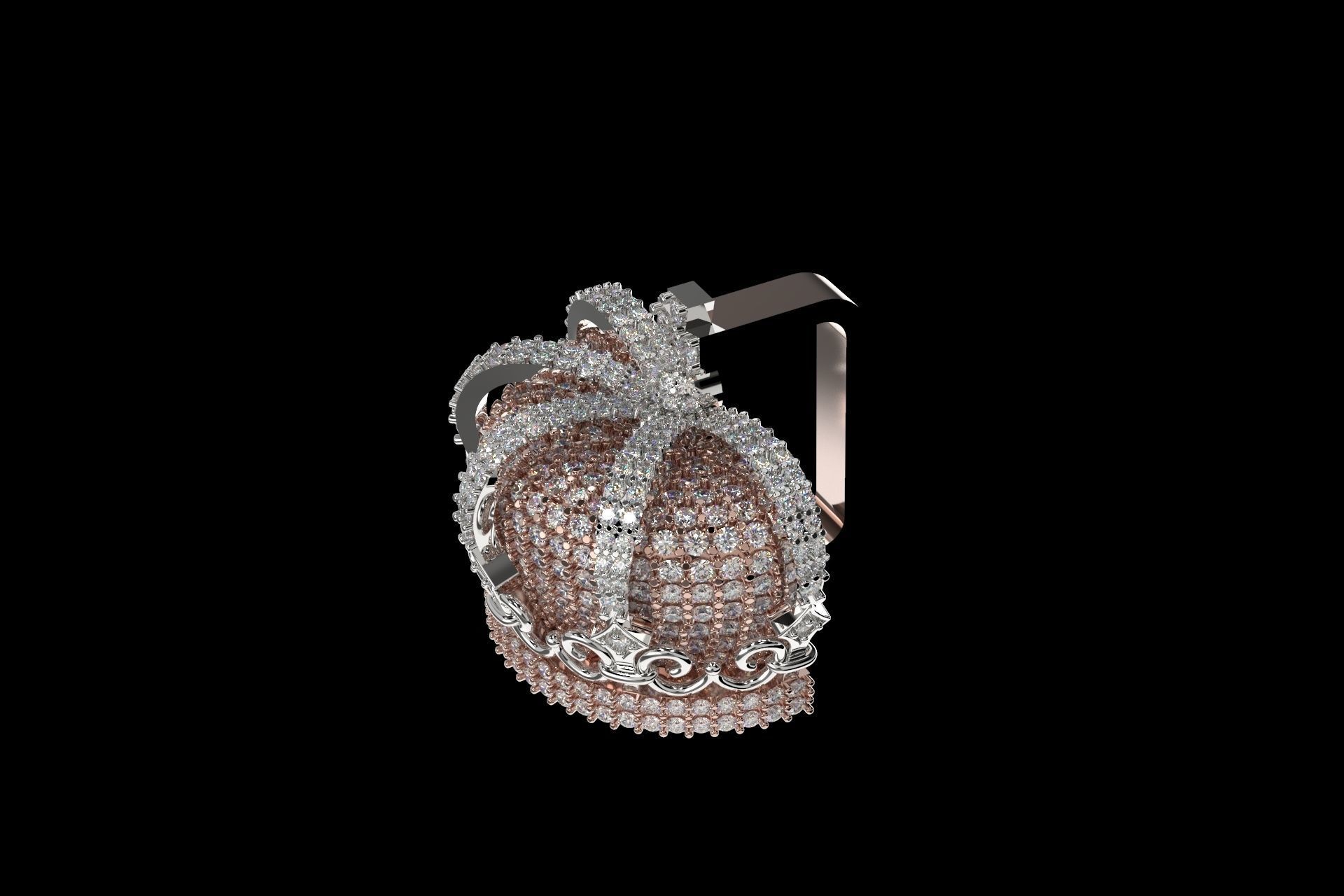 Luxury King Crown Bail with stones 3D print model_4