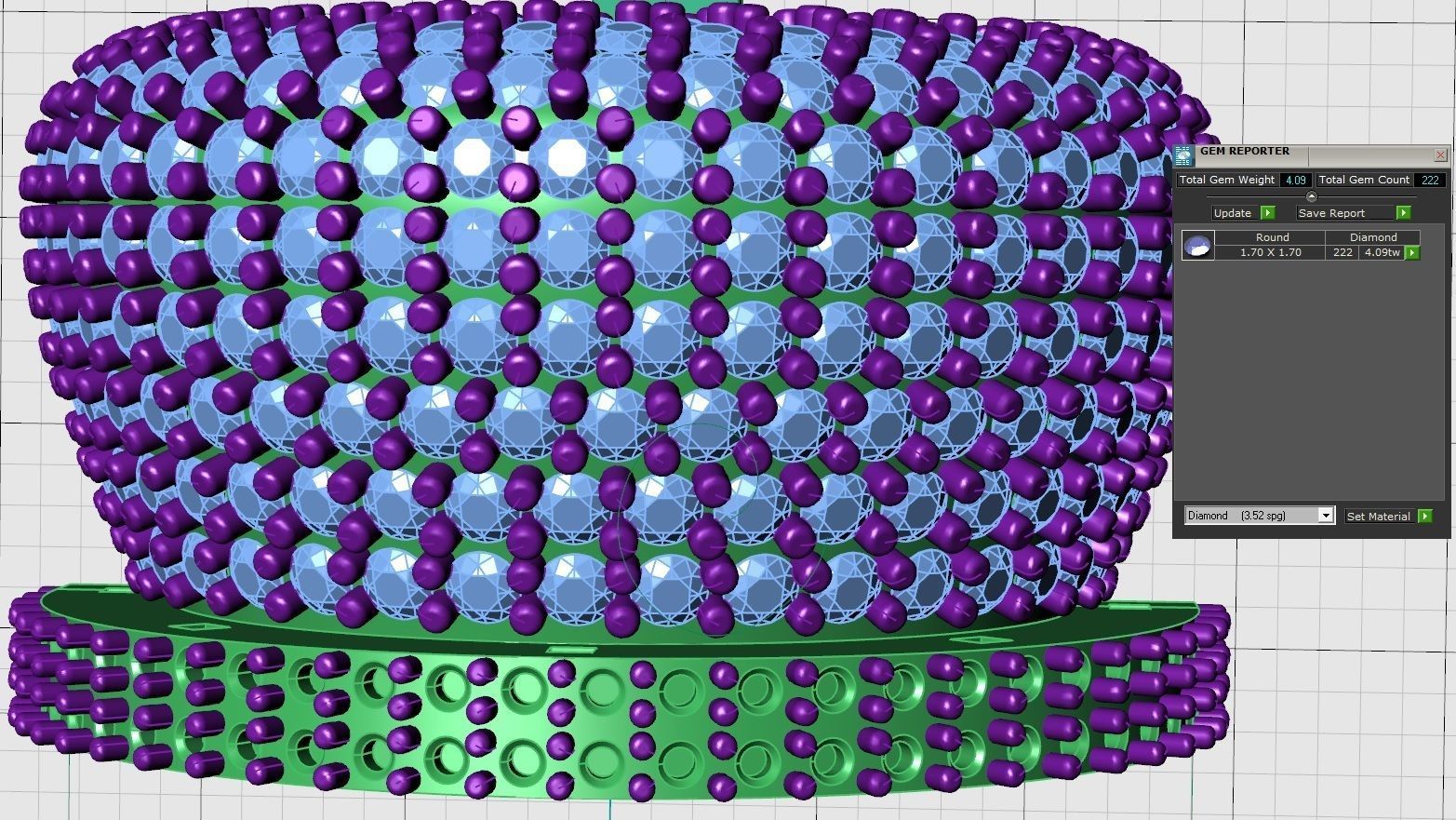 Luxury King Crown Bail with stones 3D print model_7