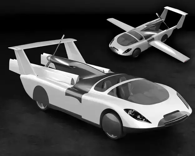 Air car flying vehicle concept 3D model
