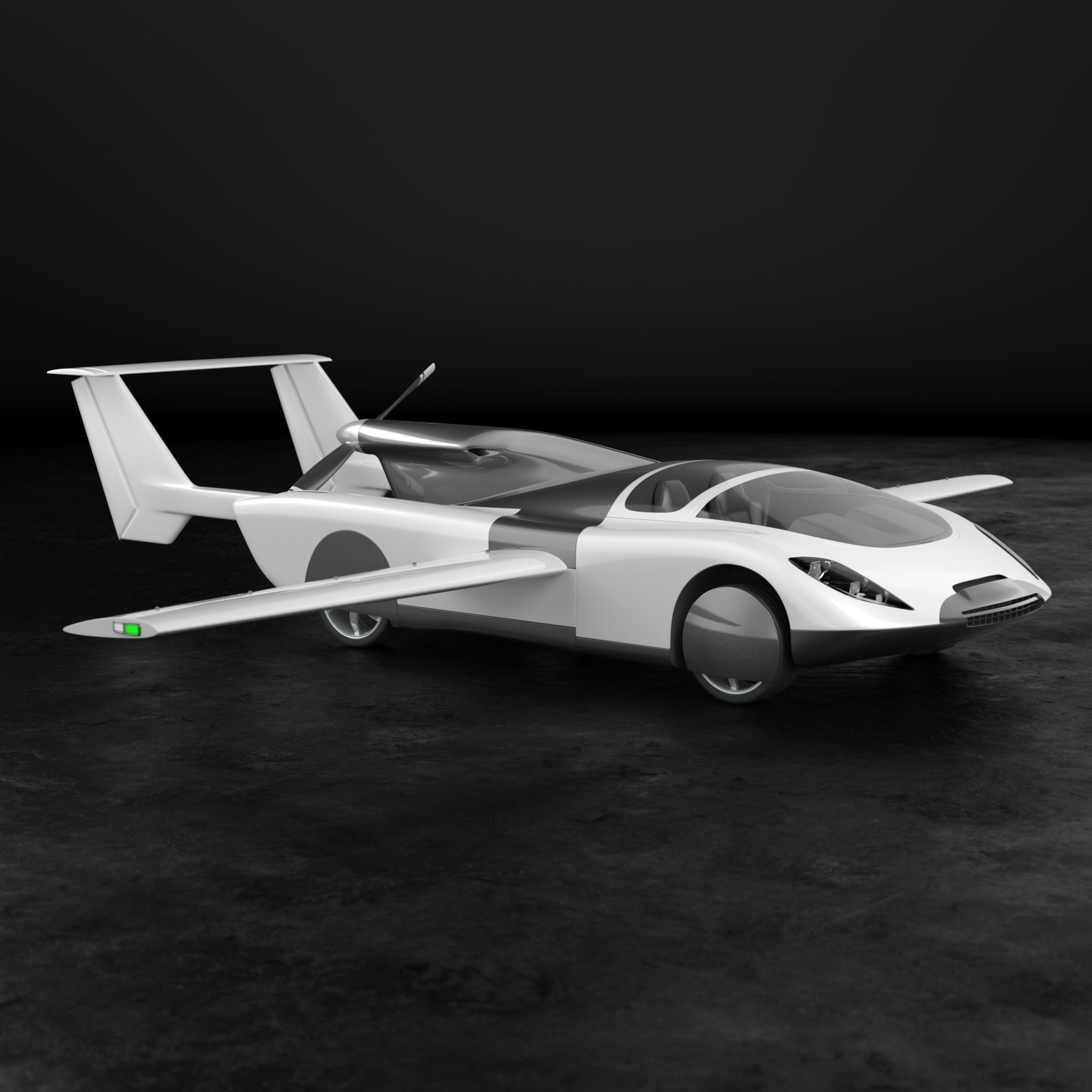 Air car flying vehicle concept 3D model_2
