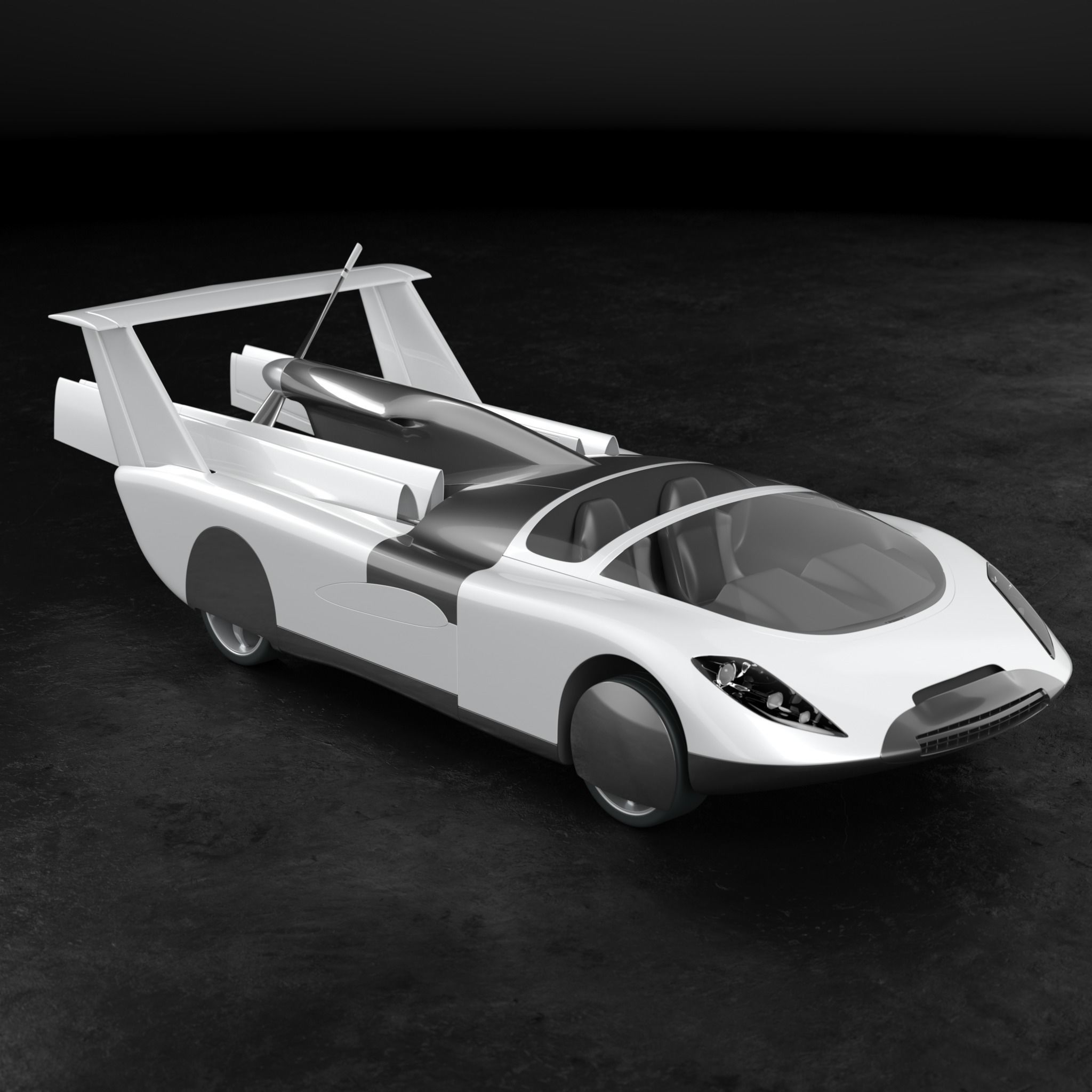 Air car flying vehicle concept 3D model_9