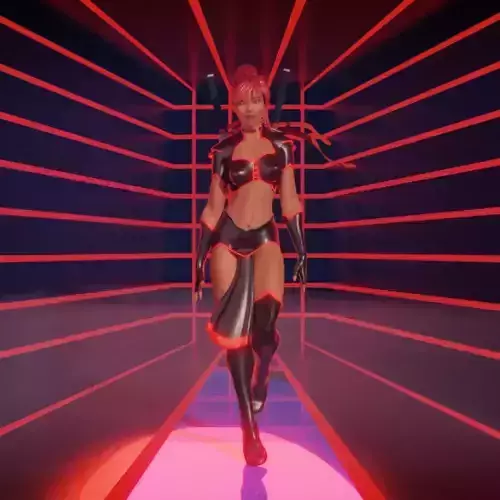 High poly Samurai Kitten  3d woman character 