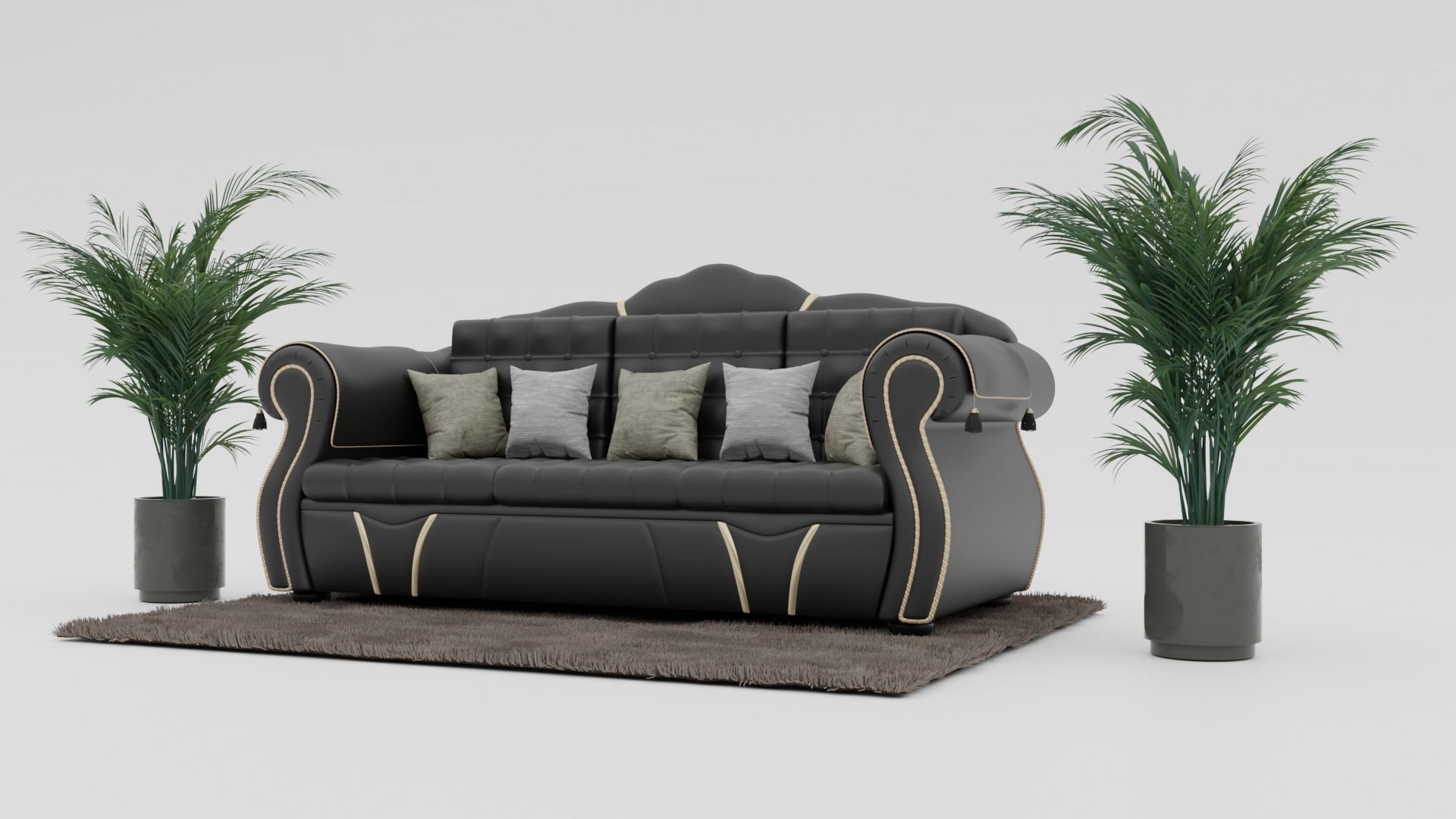 Leather Sofa Carpet Decaration 3D model_3