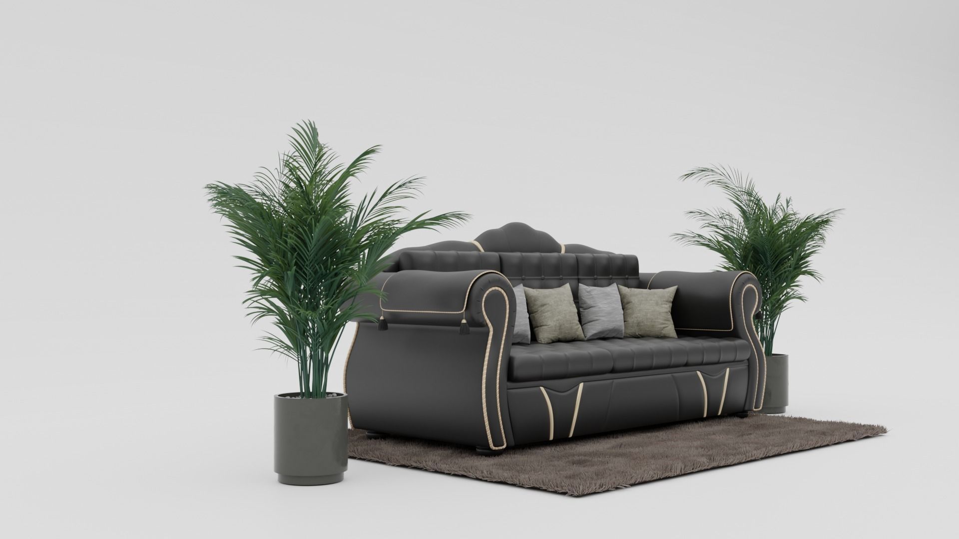 Leather Sofa Carpet Decaration 3D model_2