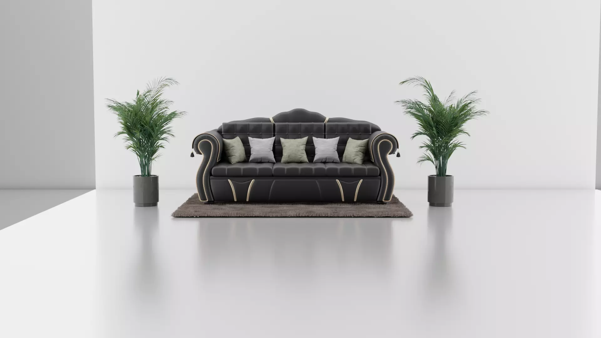Leather Sofa Carpet Decaration 3D model_0