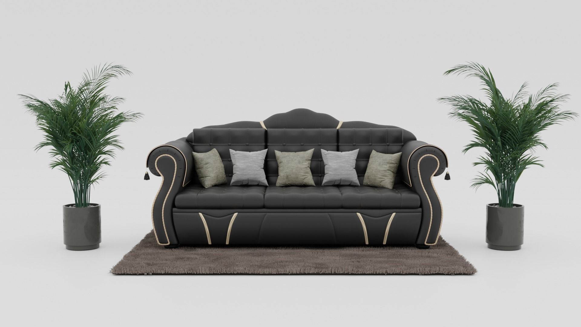 Leather Sofa Carpet Decaration 3D model_1