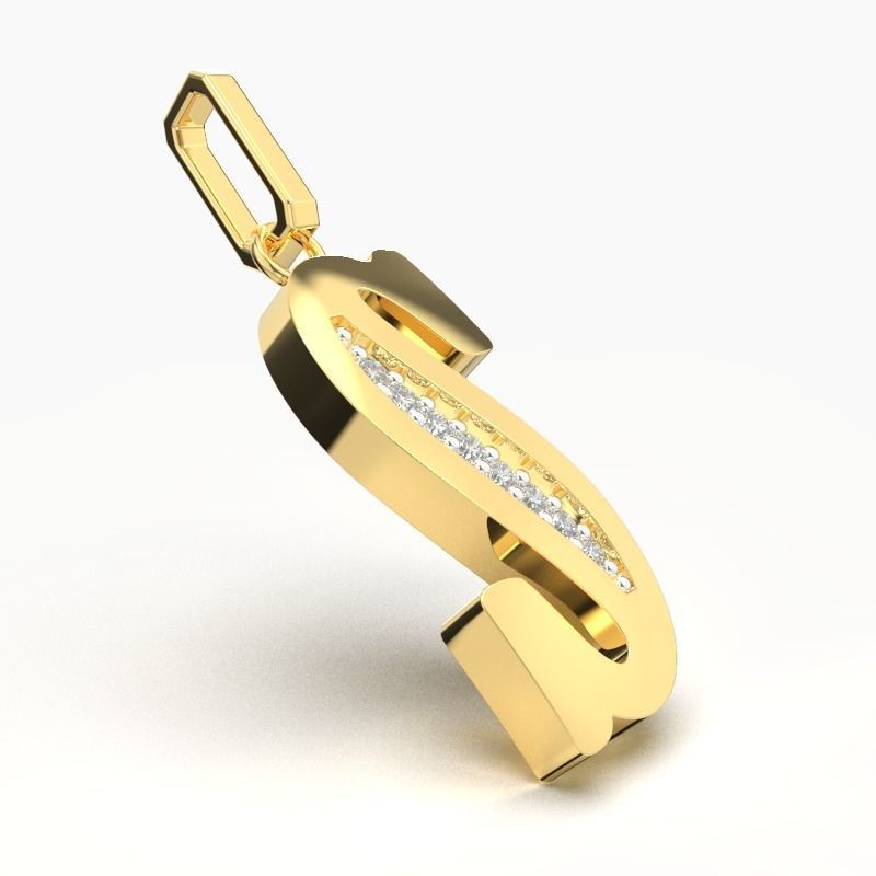 S SCRIPT DIAMOND PENDANT 3D print model_2