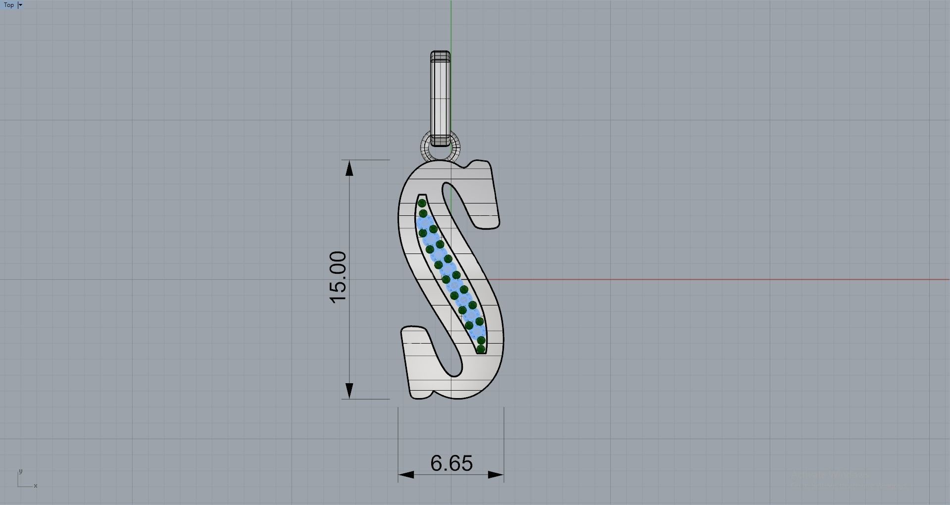 S SCRIPT DIAMOND PENDANT 3D print model_7