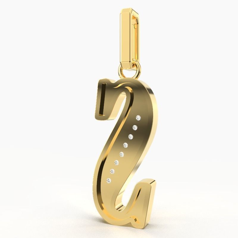 S SCRIPT DIAMOND PENDANT 3D print model_1