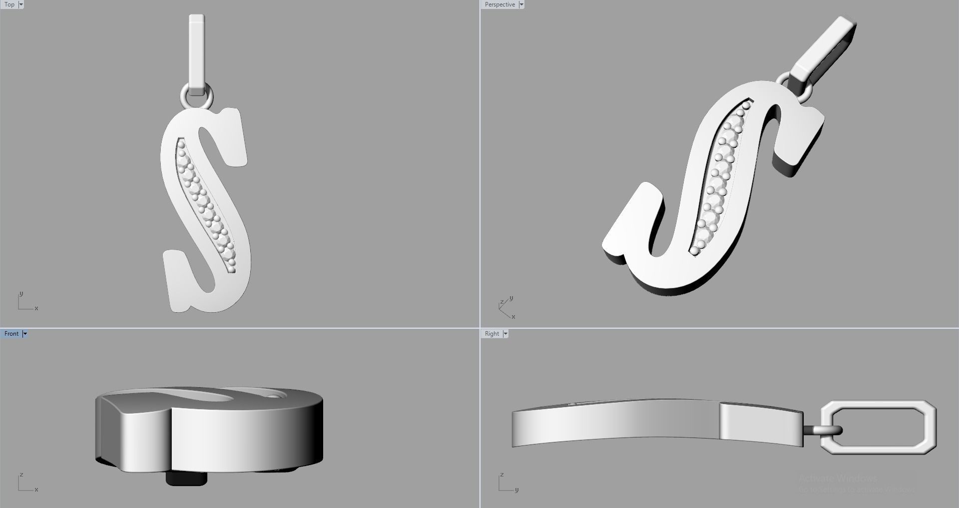S SCRIPT DIAMOND PENDANT 3D print model_6
