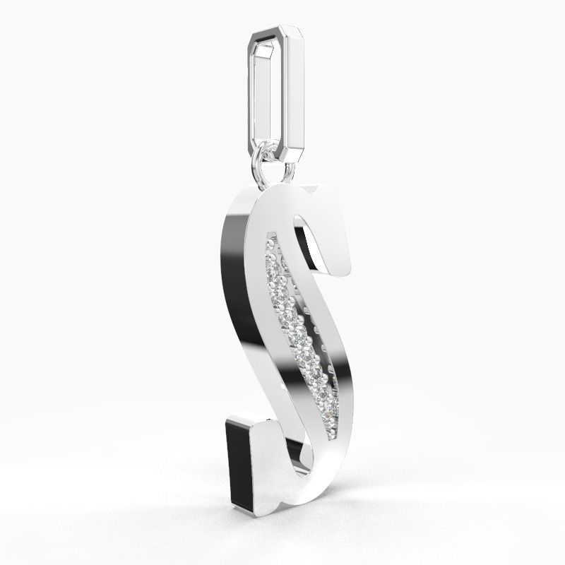 S SCRIPT DIAMOND PENDANT 3D print model_12