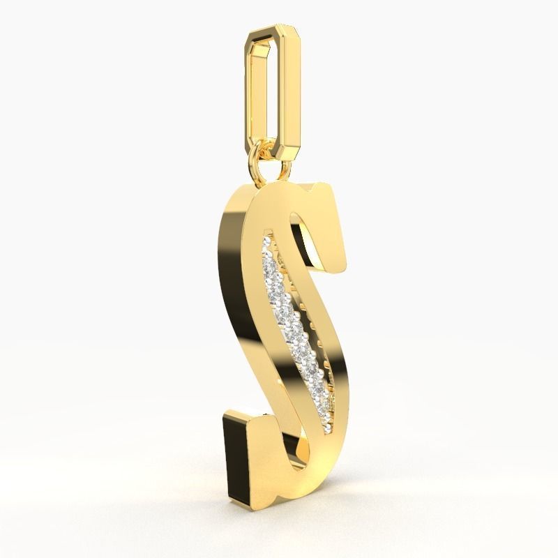 S SCRIPT DIAMOND PENDANT 3D print model_3