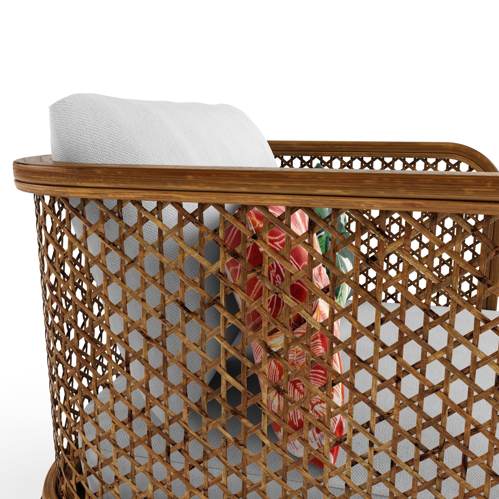 Chair outdoor rattan wood 3D model_4