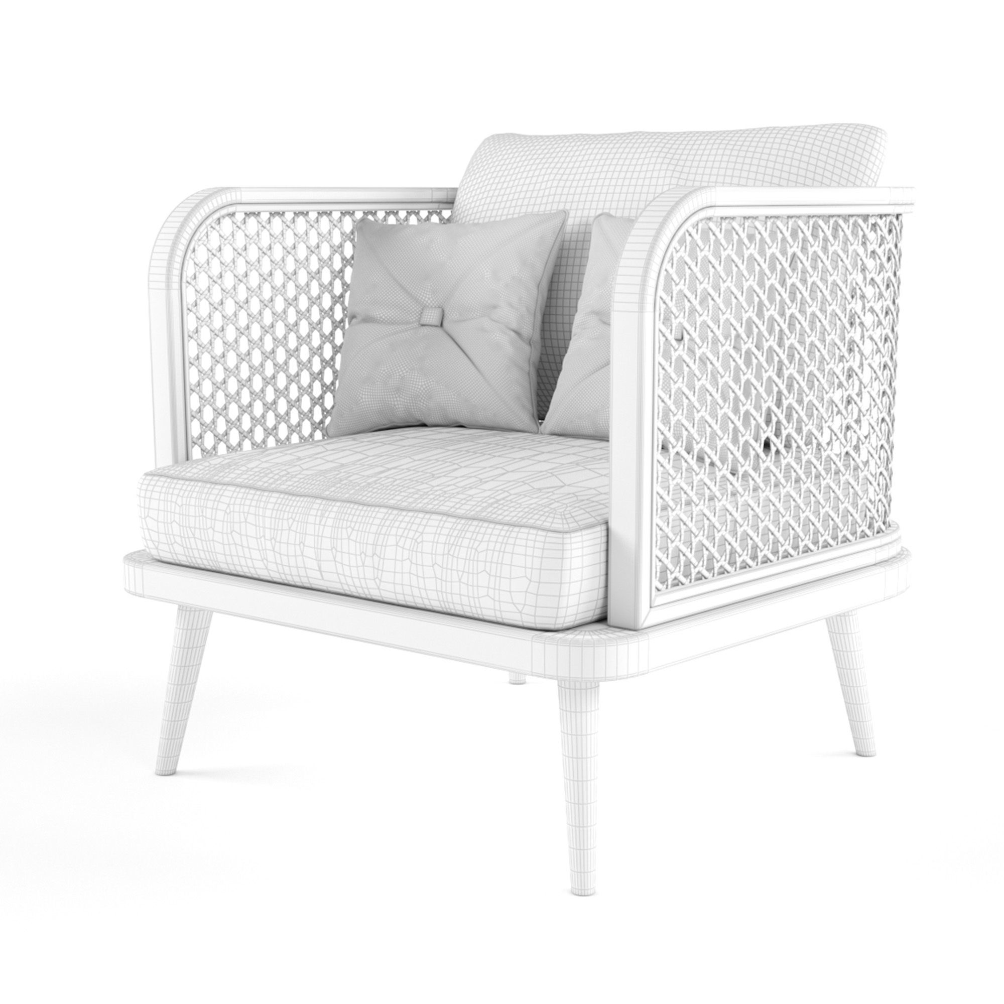 Chair outdoor rattan wood 3D model_3