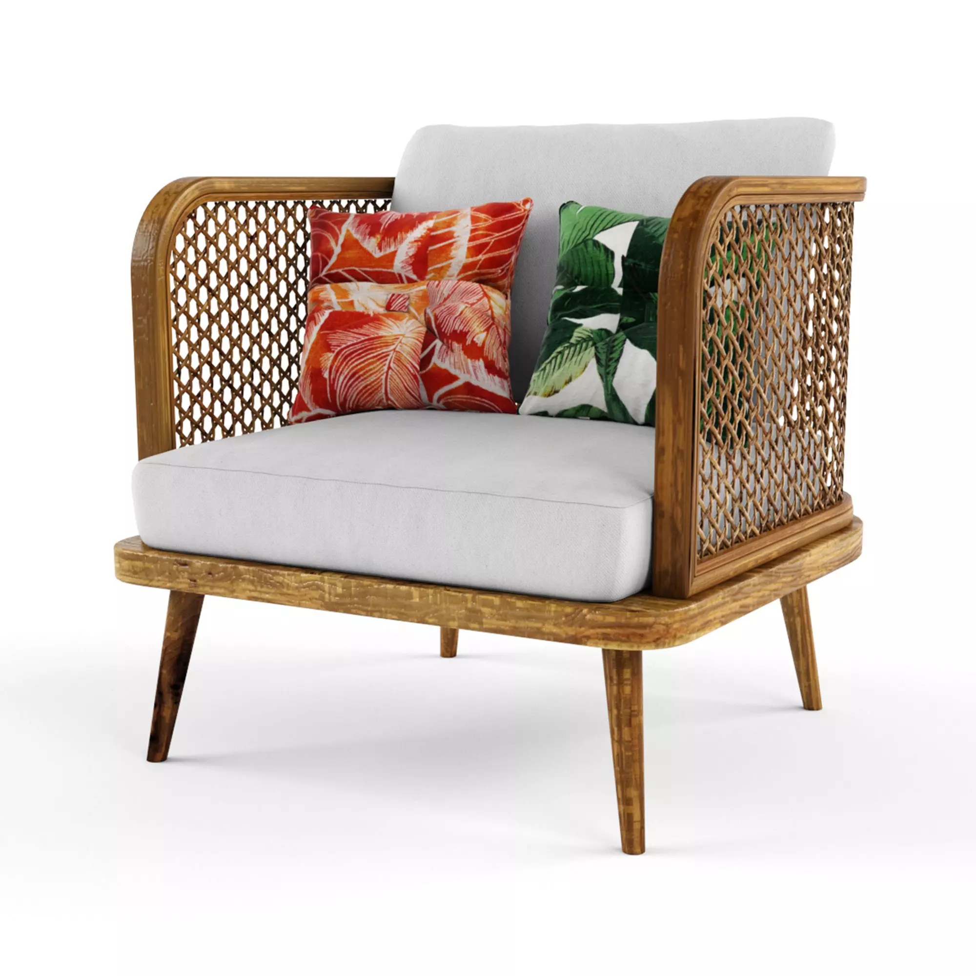 Chair outdoor rattan wood 3D model_0