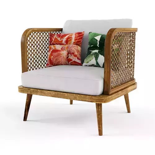 Chair outdoor rattan wood 3D model
