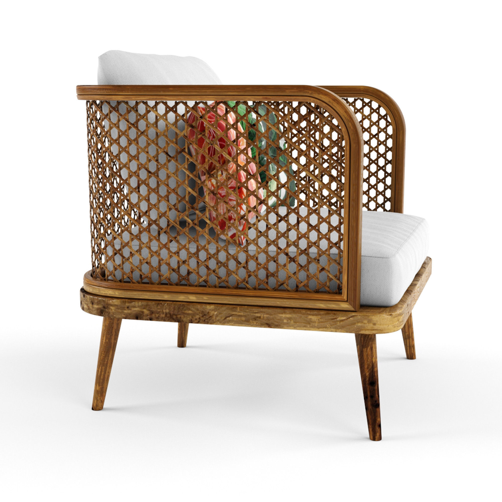 Chair outdoor rattan wood 3D model_2