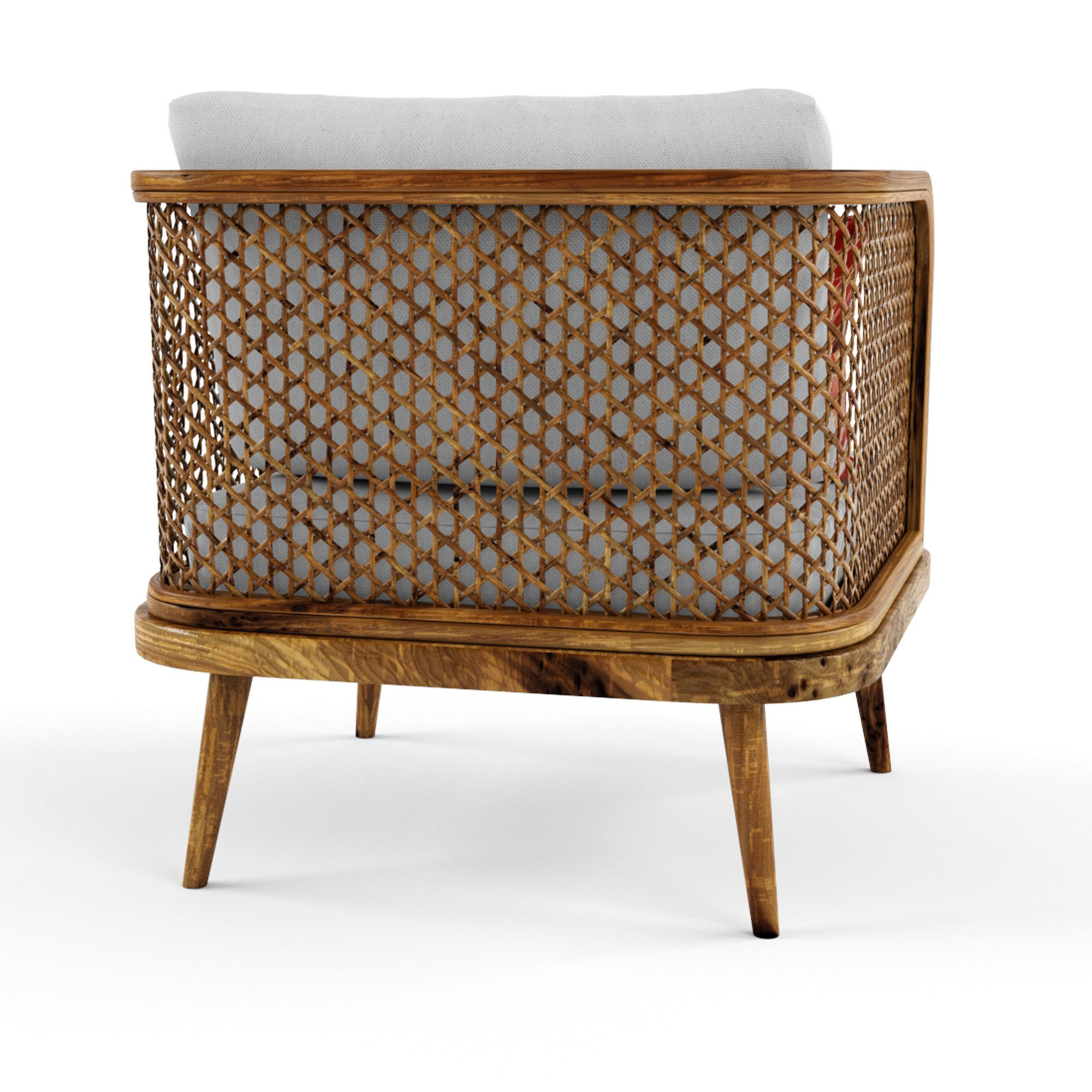 Chair outdoor rattan wood 3D model_1