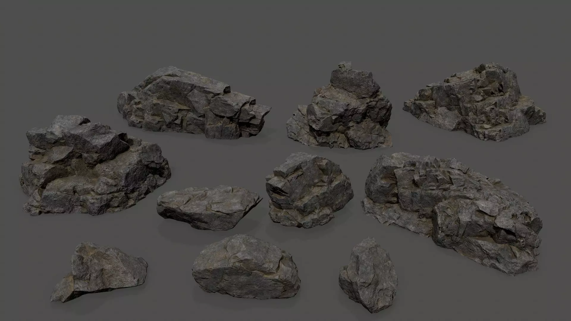 cliff rocks Low-poly 3D model_0