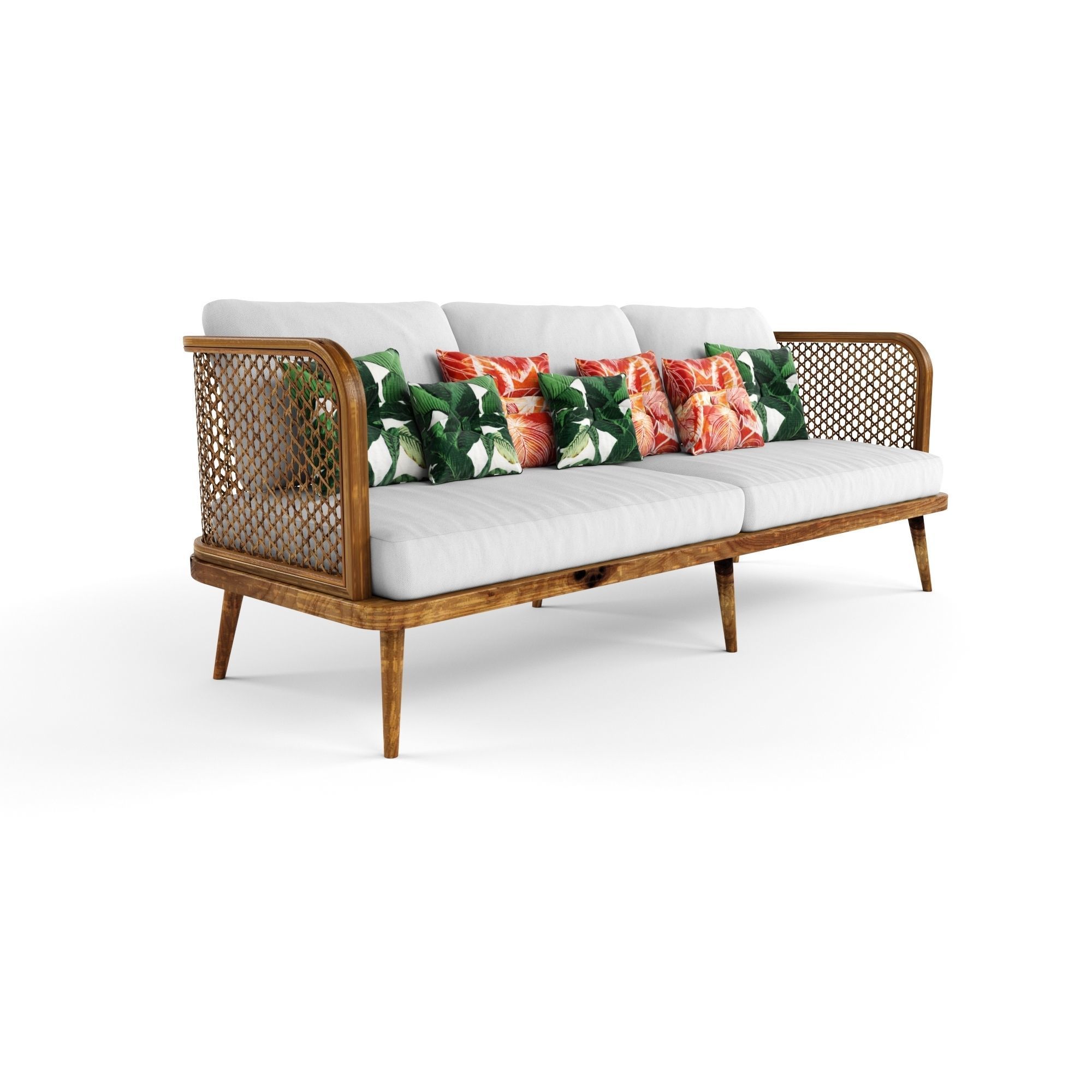 3-seat modular sofa outdoor rattan wood 3D model_3