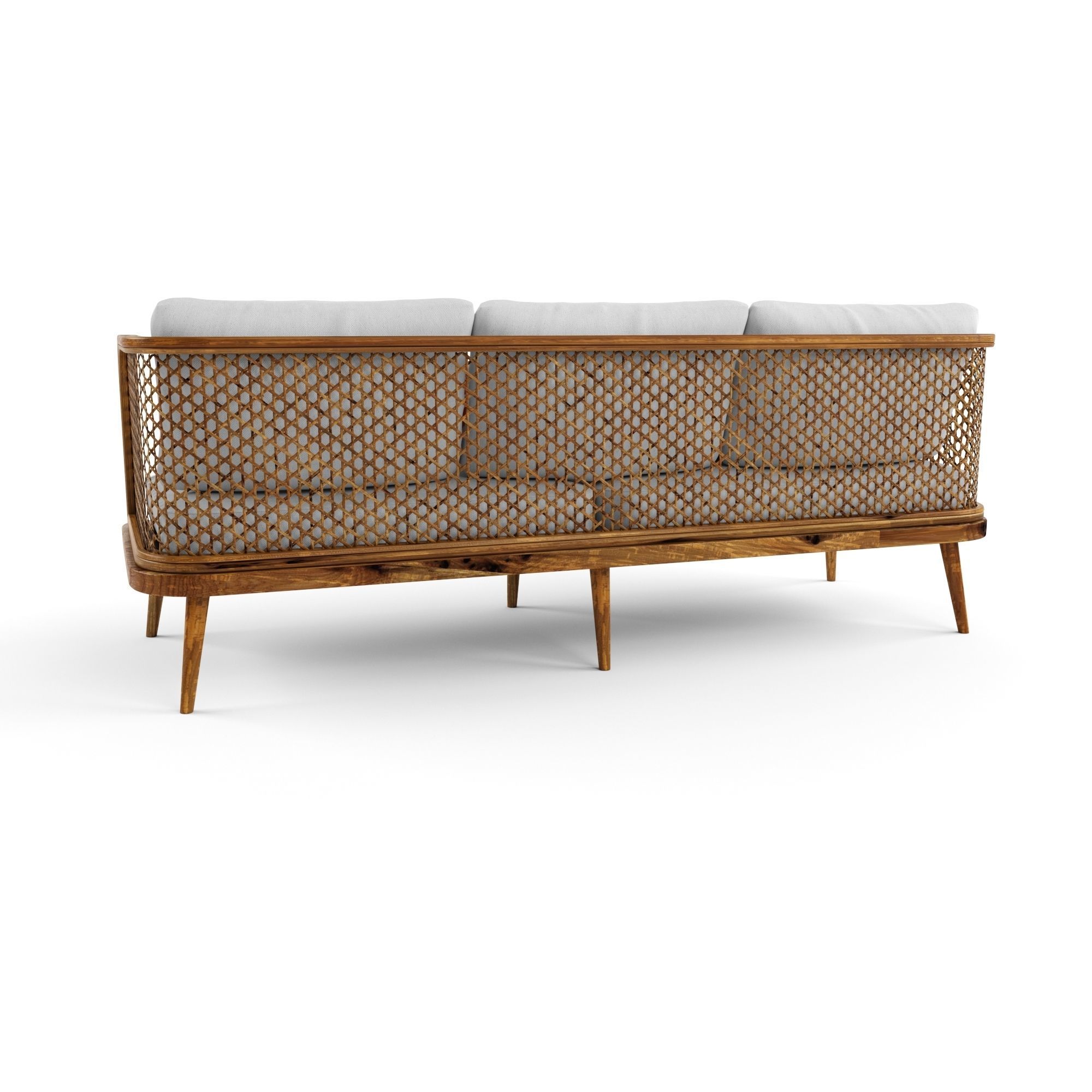 3-seat modular sofa outdoor rattan wood 3D model_4