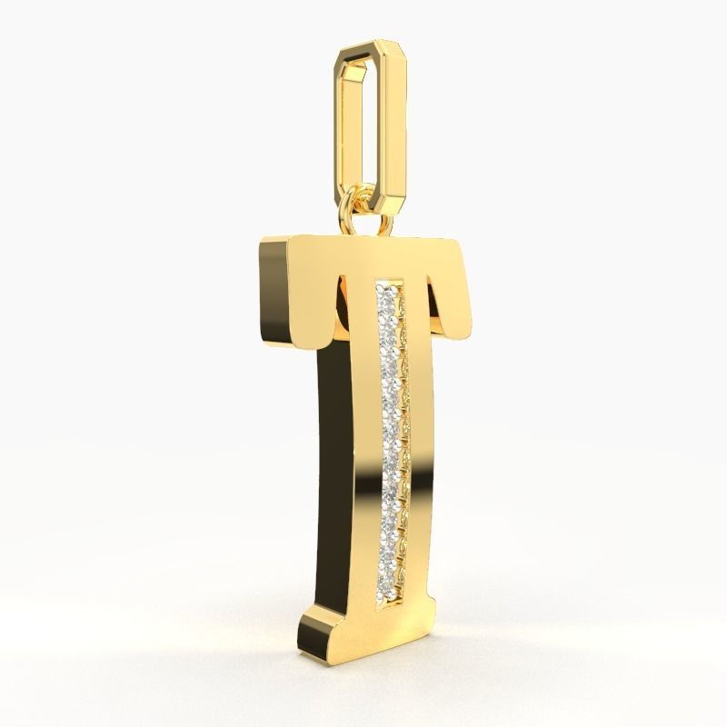 T SCRIPT DIAMOND PENDANT 3D print model_3