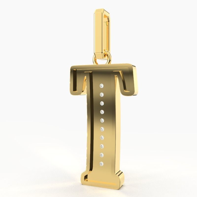 T SCRIPT DIAMOND PENDANT 3D print model_1