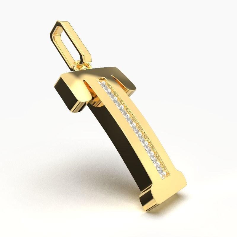 T SCRIPT DIAMOND PENDANT 3D print model_2