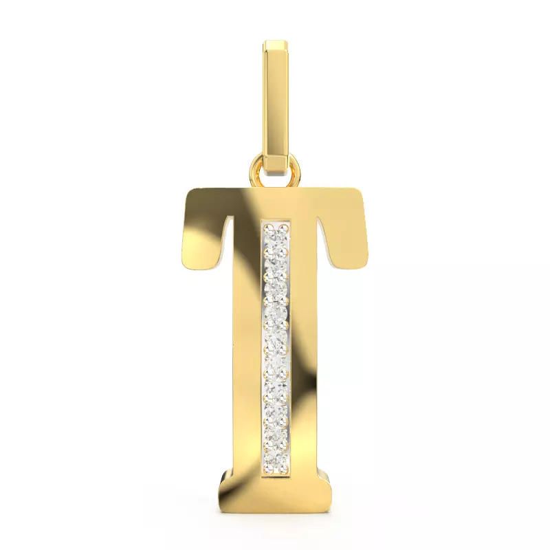 T SCRIPT DIAMOND PENDANT 3D print model_0