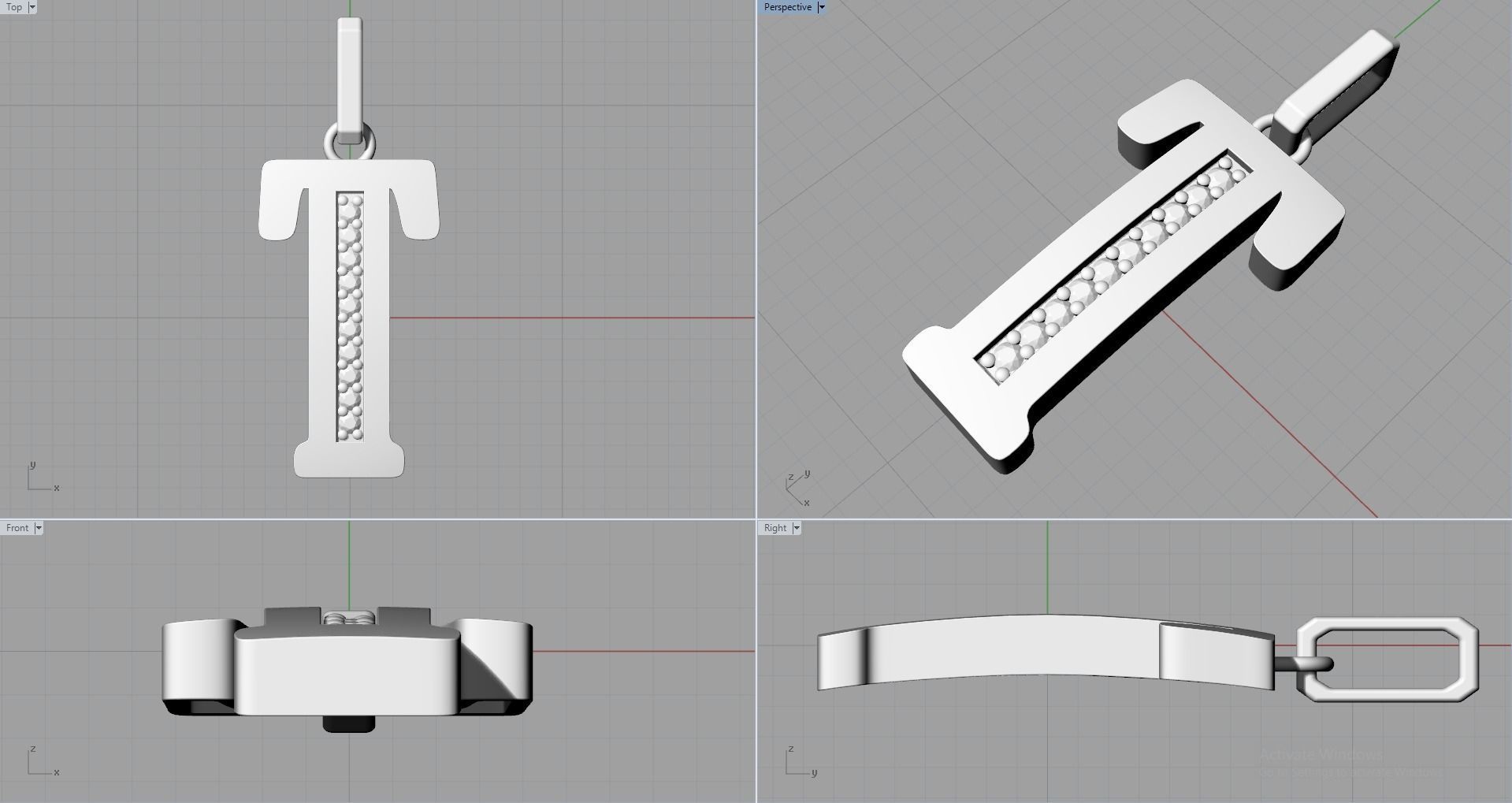 T SCRIPT DIAMOND PENDANT 3D print model_6