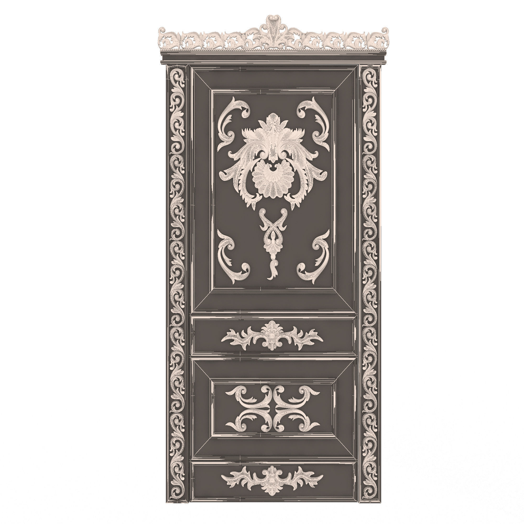 Carved Door Classic 02 3D model_6