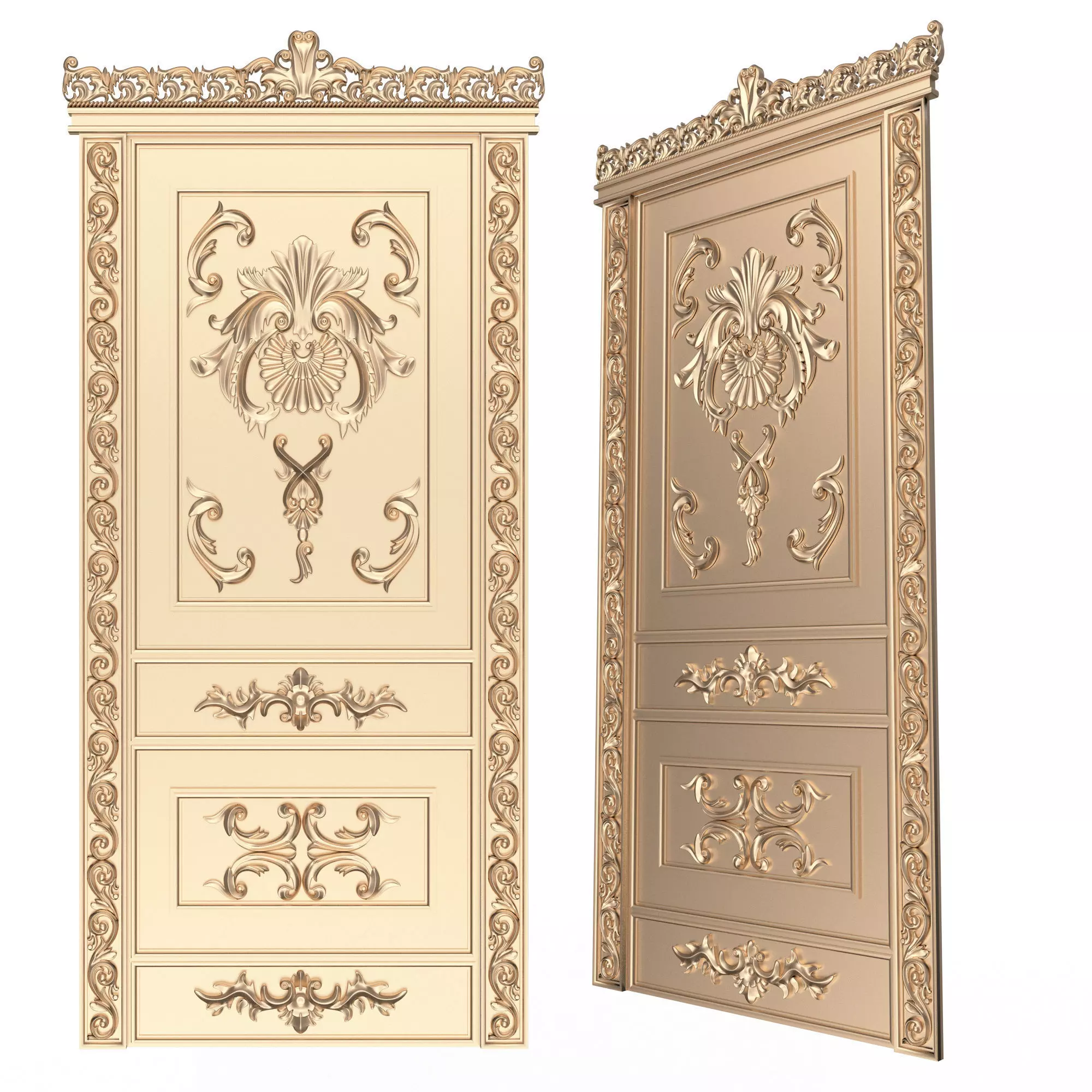 Carved Door Classic 02 3D model_0