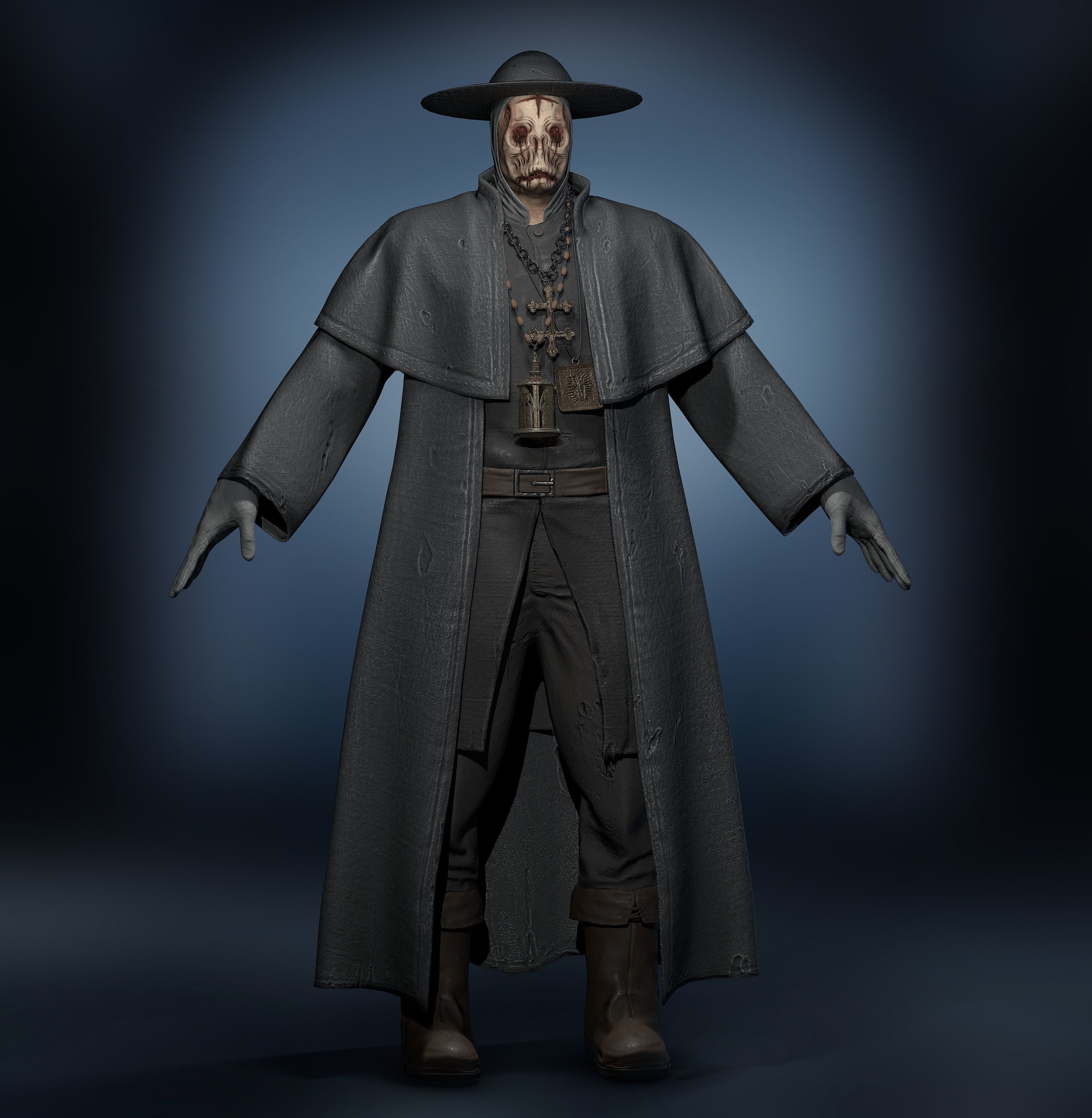 Unity Ready Cursed Priest - Low Poly  Low-poly 3D model_2