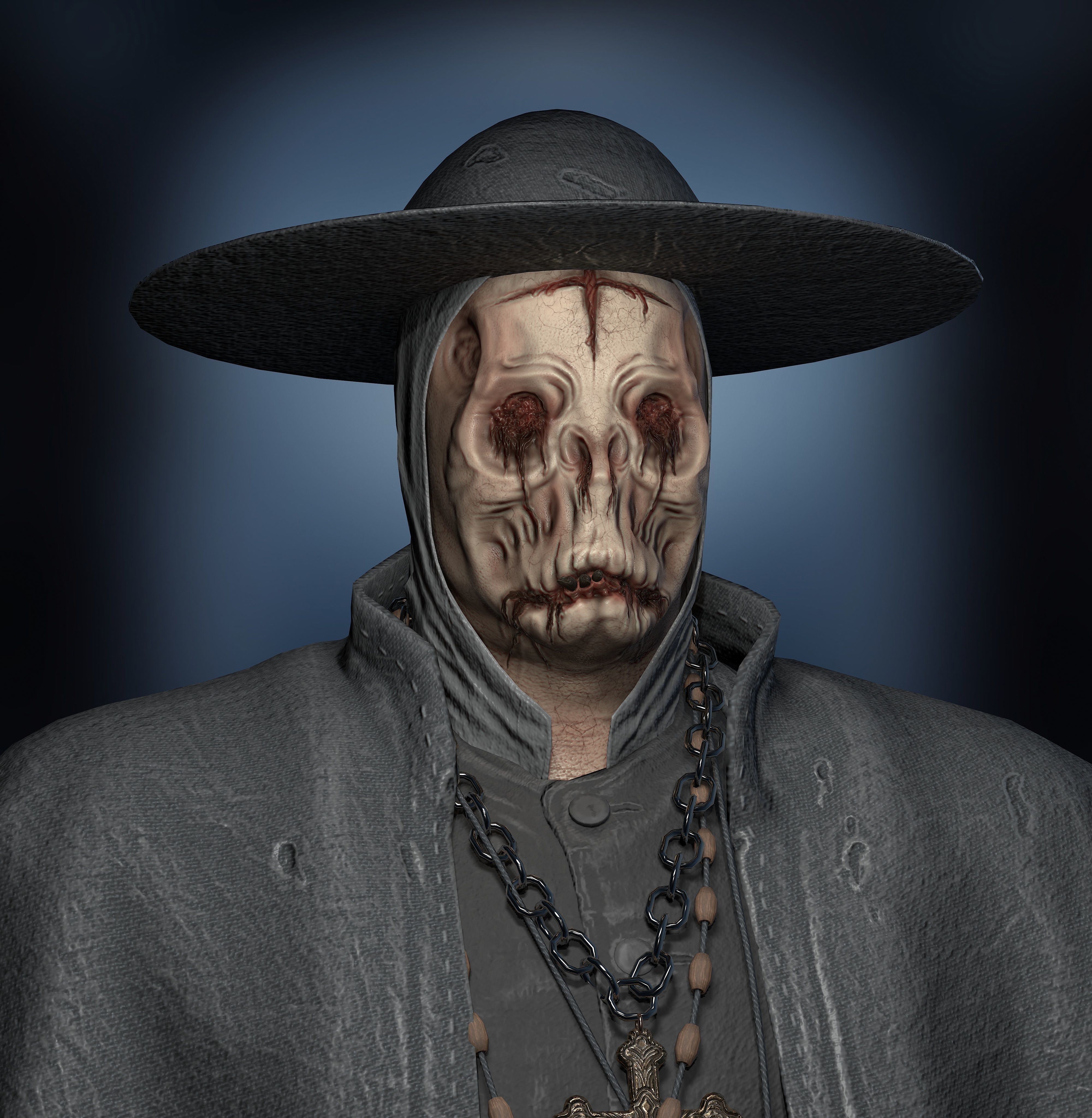 Unity Ready Cursed Priest - Low Poly  Low-poly 3D model_4