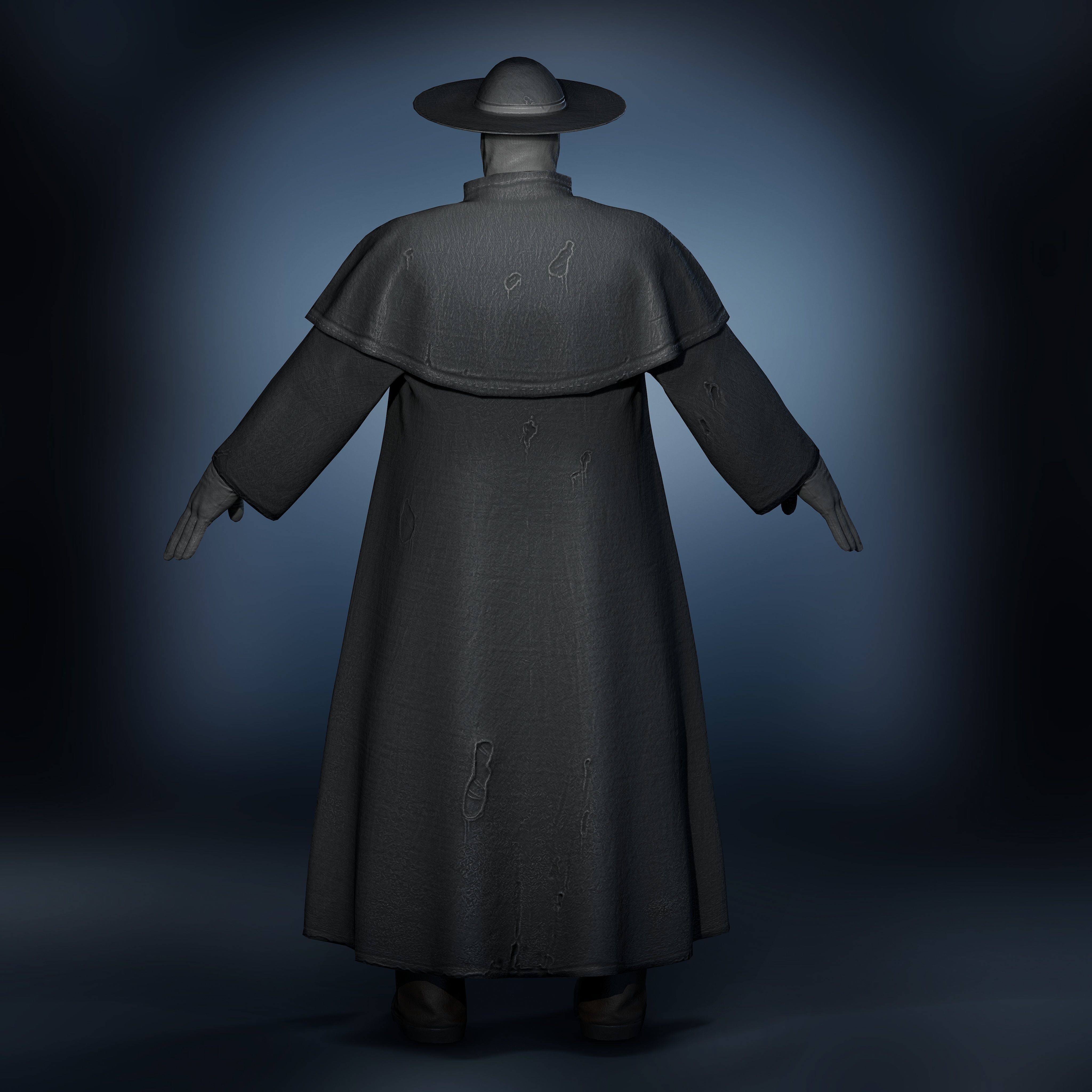 Unity Ready Cursed Priest - Low Poly  Low-poly 3D model_3