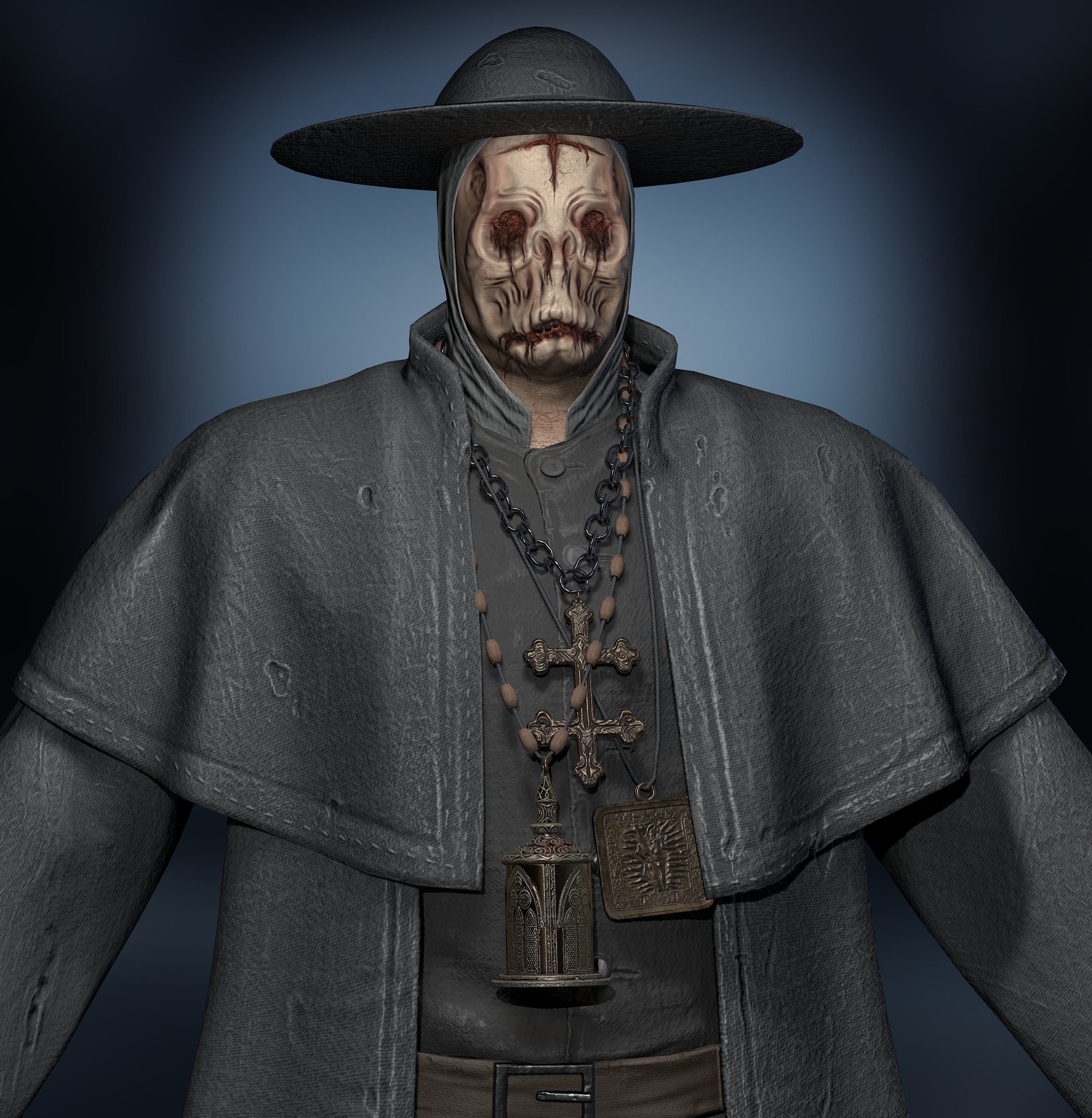 Unity Ready Cursed Priest - Low Poly  Low-poly 3D model_1