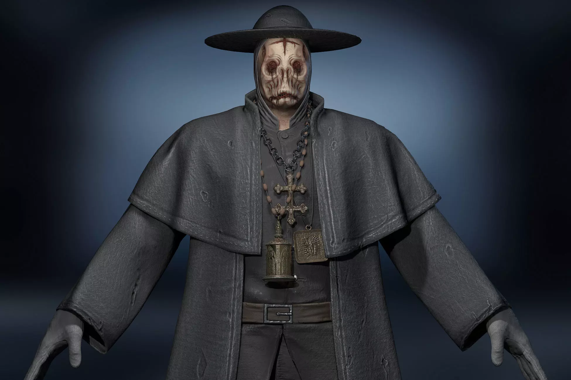 Unity Ready Cursed Priest - Low Poly  Low-poly 3D model_0